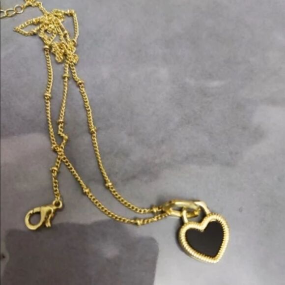 The Two Faced Heart Black/White Shell Pendant Necklace Gold over 925 - Picture 10 of 12